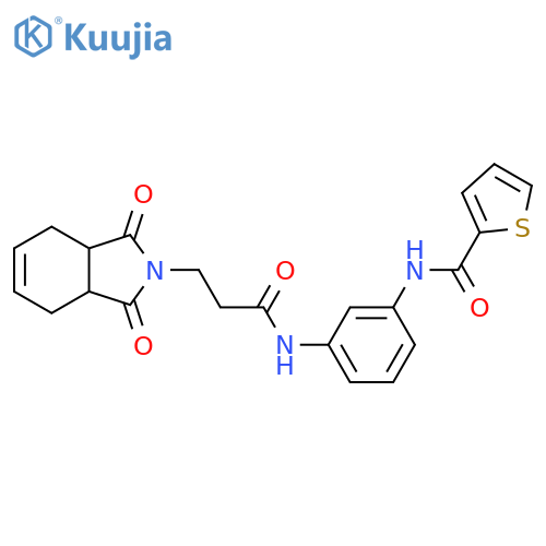 N-{3-3-(1,3-dioxo-2,3,3a,4,7,7a-hexahydro-1H-isoindol-2-yl)propanamidophenyl}thiophene-2-carboxamide structure