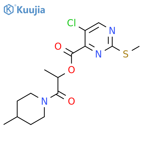 1-(4-Methylpiperidin-1-yl)-1-oxopropan-2-yl 5-chloro-2-(methylsulfanyl)pyrimidine-4-carboxylate structure