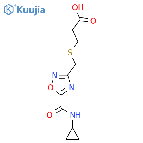 3-({5-(Cyclopropylamino)carbonyl-1,2,4-oxadiazol-3-yl}methyl)thiopropanoic acid structure