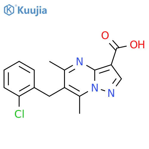 6-(2-Chlorobenzyl)-5,7-dimethylpyrazolo-1,5-apyrimidine-3-carboxylic acid structure