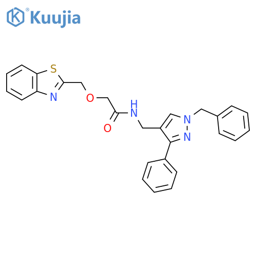 2-[(1,3-benzothiazol-2-yl)methoxy]-N-[(1-benzyl-3-phenyl-1H-pyrazol-4-yl)methyl]acetamide structure