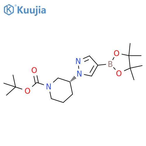 tert-butyl (3R)-3-[4-(tetramethyl-1,3,2-dioxaborolan-2-yl)-1H-pyrazol-1-yl]piperidine-1-carboxylate structure