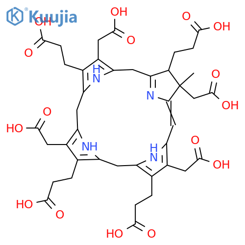 21H,23H-Porphine-2,7,13,17-tetrapropanoicacid, 3,8,12,18-tetrakis(carboxymethyl)-5,7,8,15,20,24-hexahydro-8-methyl-,(7S,8S)- (9CI) structure