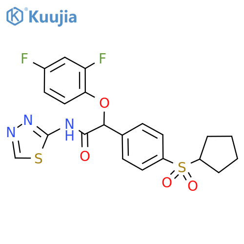 2-4-(Cyclopentylsulfonyl)phenyl-2-(2,4-difluorophenoxy)-N-(1,3,4thiadiazol-2-yl)acetamide structure