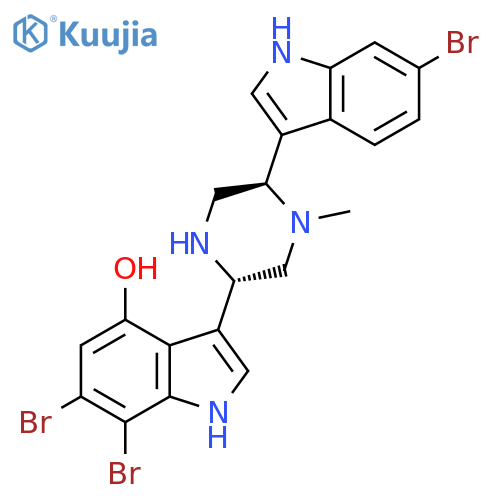 6,7-Dibromo-3-[(2S,5R)-5-(6-bromo-1H-indol-3-yl)-4-methyl-piperazin-2-yl]-1H-indol-4-ol structure