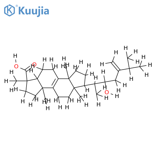 (22R)-22-hydroxy-24-methylene-3-norlanost-8-en-28-oic acid structure