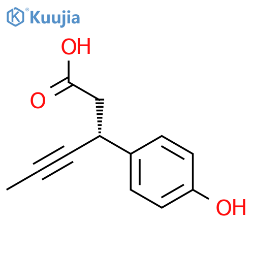 (3R)-3-(4-hydroxyphenyl)hex-4-ynoic acid structure