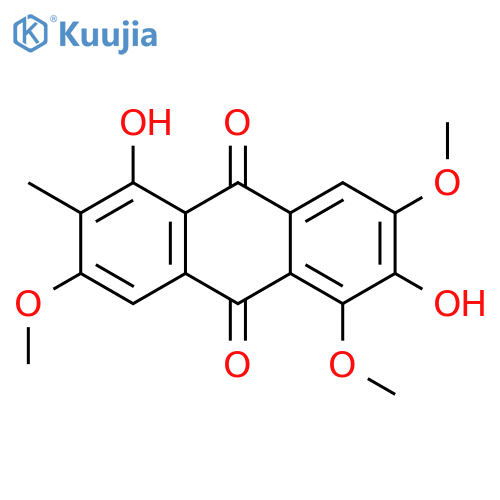 1,6-dihydroxy-3,5,7-trimethoxy-2-methyl-9,10-anthraquinone structure