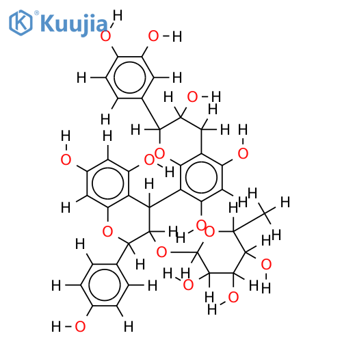 afzelechin-(4alpha->8)-catechin-3-O-alpha-rhamnopyranoside structure
