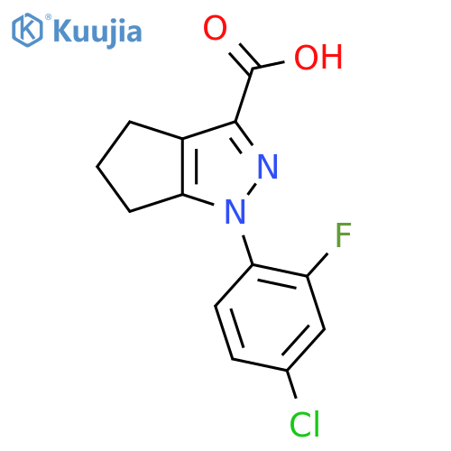 1-(4-chloro-2-fluorophenyl)-1H,4H,5H,6H-cyclopentacpyrazole-3-carboxylic acid structure