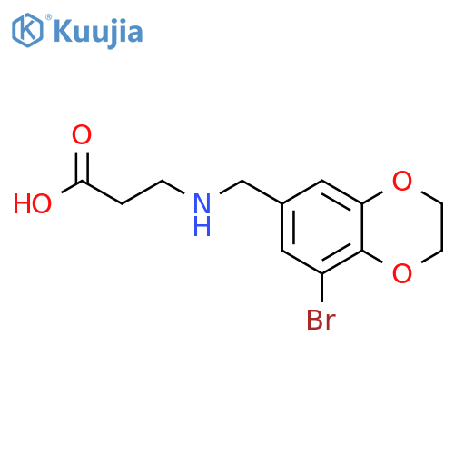 3-{(8-bromo-2,3-dihydro-1,4-benzodioxin-6-yl)methylamino}propanoic acid structure