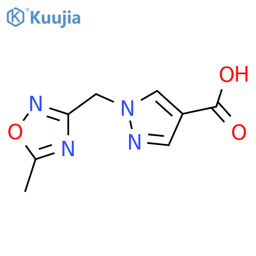 1-(5-methyl-1,2,4-oxadiazol-3-yl)methyl-1H-pyrazole-4-carboxylic acid structure
