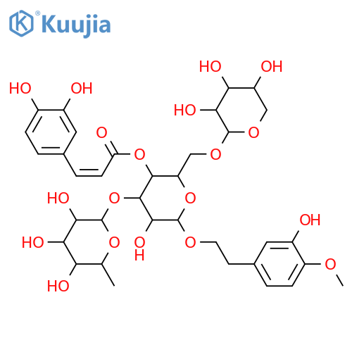 b-D-Glucopyranoside,2-(3-hydroxy-4-methoxyphenyl)ethyl O-a-L-arabinopyranosyl-(1&reg;6)-O-[6-deoxy-a-L-mannopyranosyl-(1&reg;3)]-, 4-[(2E)-3-(3,4-dihydroxyphenyl)-2-propenoate](9CI) structure
