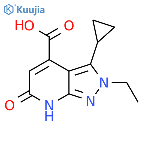 3-cyclopropyl-2-ethyl-6-oxo-2H,6H,7H-pyrazolo3,4-bpyridine-4-carboxylic acid structure
