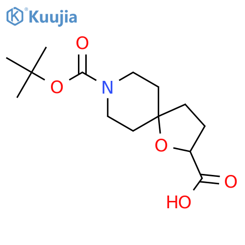 8-[(tert-butoxy)carbonyl]-1-oxa-8-azaspiro[4.5]decane-2-carboxylic acid structure