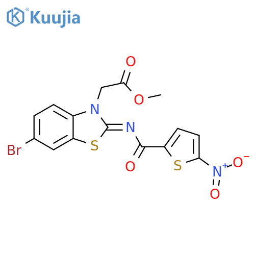 methyl 2-(2Z)-6-bromo-2-(5-nitrothiophene-2-carbonyl)imino-2,3-dihydro-1,3-benzothiazol-3-ylacetate structure