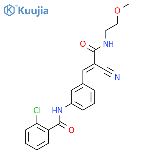 2-chloro-N-(3-{2-cyano-2-[(2-methoxyethyl)carbamoyl]eth-1-en-1-yl}phenyl)benzamide structure