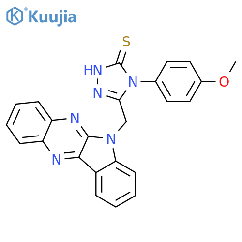 3H-1,2,4-Triazole-3-thione,2,4-dihydro-5-(6H-indolo[2,3-b]quinoxalin-6-ylmethyl)-4-(4-methoxyphenyl)- structure