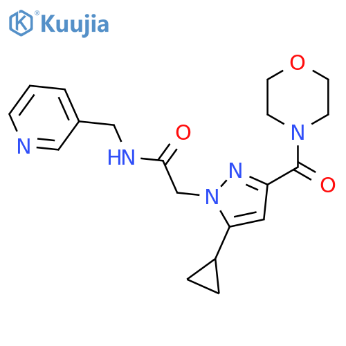 2-5-cyclopropyl-3-(morpholine-4-carbonyl)-1H-pyrazol-1-yl-N-(pyridin-3-yl)methylacetamide structure