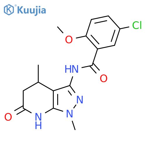 5-chloro-N-{1,4-dimethyl-6-oxo-1H,4H,5H,6H,7H-pyrazolo3,4-bpyridin-3-yl}-2-methoxybenzamide structure