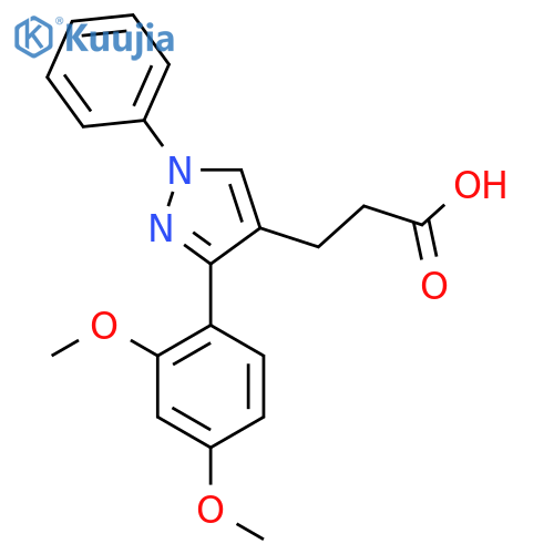 3-3-(2,4-Dimethoxyphenyl)-1-phenyl-1H-pyrazol-4-ylpropanoic acid structure
