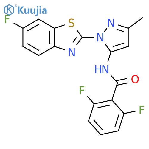 2,6-difluoro-N-1-(6-fluoro-1,3-benzothiazol-2-yl)-3-methyl-1H-pyrazol-5-ylbenzamide structure