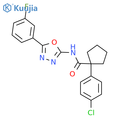 1-(4-chlorophenyl)-N-5-(3-fluorophenyl)-1,3,4-oxadiazol-2-ylcyclopentane-1-carboxamide structure