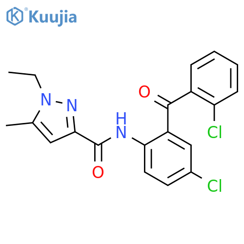 N-4-chloro-2-(2-chlorobenzoyl)phenyl-1-ethyl-5-methyl-1H-pyrazole-3-carboxamide structure