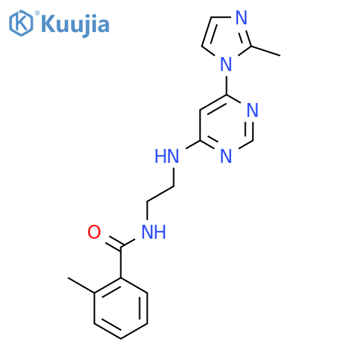 2-methyl-N-(2-{6-(2-methyl-1H-imidazol-1-yl)pyrimidin-4-ylamino}ethyl)benzamide structure