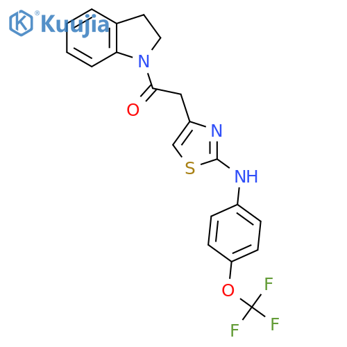 1-(2,3-dihydro-1H-indol-1-yl)-2-(2-{4-(trifluoromethoxy)phenylamino}-1,3-thiazol-4-yl)ethan-1-one structure