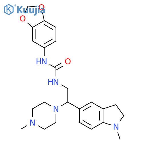 3-(2H-1,3-benzodioxol-5-yl)-1-2-(1-methyl-2,3-dihydro-1H-indol-5-yl)-2-(4-methylpiperazin-1-yl)ethylurea structure