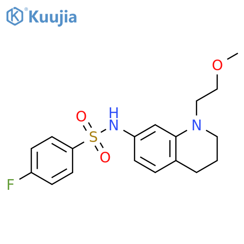 4-fluoro-N-1-(2-methoxyethyl)-1,2,3,4-tetrahydroquinolin-7-ylbenzene-1-sulfonamide structure