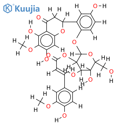 (2S)-5,7,2',5'-tetrahydroxy-6-methoxyflavanone 2'-O-beta-D-(2-O-feruloyl)glucopyranoside structure