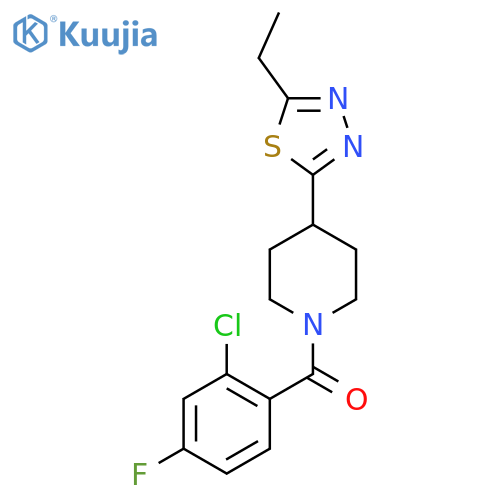 1-(2-chloro-4-fluorobenzoyl)-4-(5-ethyl-1,3,4-thiadiazol-2-yl)piperidine structure