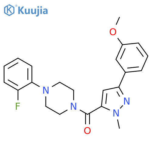 1-(2-fluorophenyl)-4-3-(3-methoxyphenyl)-1-methyl-1H-pyrazole-5-carbonylpiperazine structure