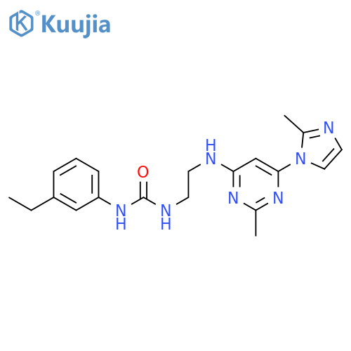 1-(3-ethylphenyl)-3-(2-{[2-methyl-6-(2-methyl-1H-imidazol-1-yl)pyrimidin-4-yl]amino}ethyl)urea structure