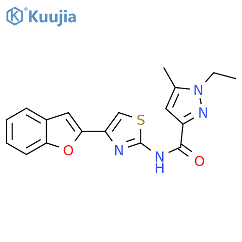 N-[4-(1-benzofuran-2-yl)-1,3-thiazol-2-yl]-1-ethyl-5-methyl-1H-pyrazole-3-carboxamide structure
