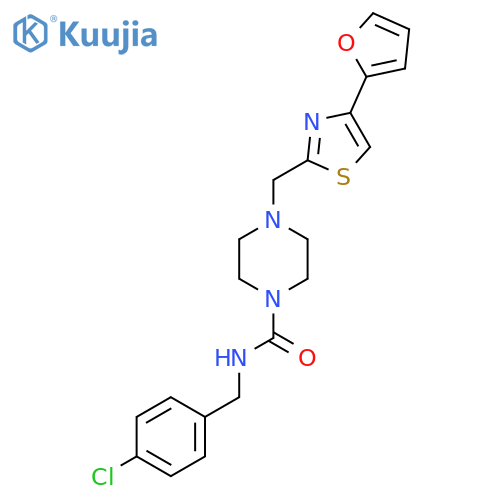 N-(4-chlorophenyl)methyl-4-{4-(furan-2-yl)-1,3-thiazol-2-ylmethyl}piperazine-1-carboxamide structure