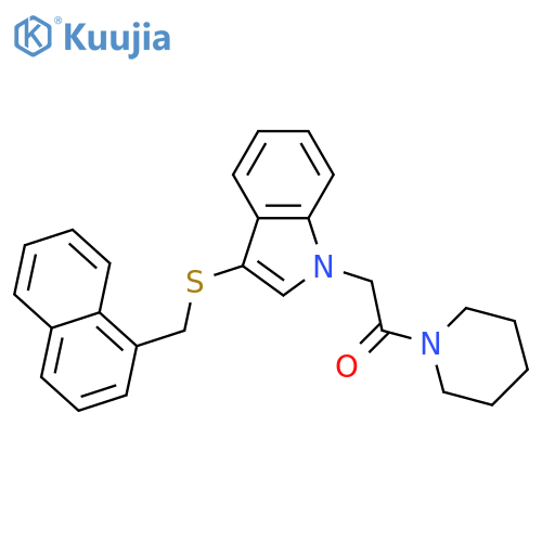 2-(3-{[(naphthalen-1-yl)methyl]sulfanyl}-1H-indol-1-yl)-1-(piperidin-1-yl)ethan-1-one structure