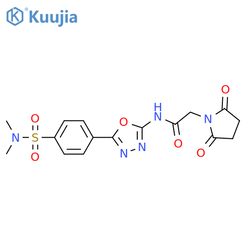 N-{5-[4-(dimethylsulfamoyl)phenyl]-1,3,4-oxadiazol-2-yl}-2-(2,5-dioxopyrrolidin-1-yl)acetamide structure