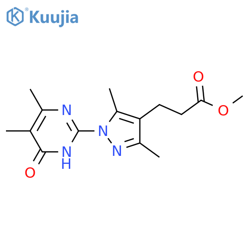 methyl 3-[1-(4,5-dimethyl-6-oxo-1,6-dihydropyrimidin-2-yl)-3,5-dimethyl-1H-pyrazol-4-yl]propanoate structure