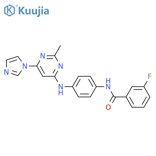 3-fluoro-N-(4-{6-(1H-imidazol-1-yl)-2-methylpyrimidin-4-ylamino}phenyl)benzamide structure