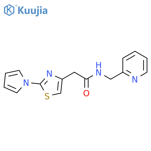 N-(pyridin-2-yl)methyl-2-2-(1H-pyrrol-1-yl)-1,3-thiazol-4-ylacetamide structure