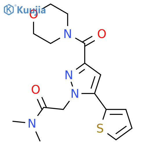 N,N-dimethyl-2-3-(morpholine-4-carbonyl)-5-(thiophen-2-yl)-1H-pyrazol-1-ylacetamide structure