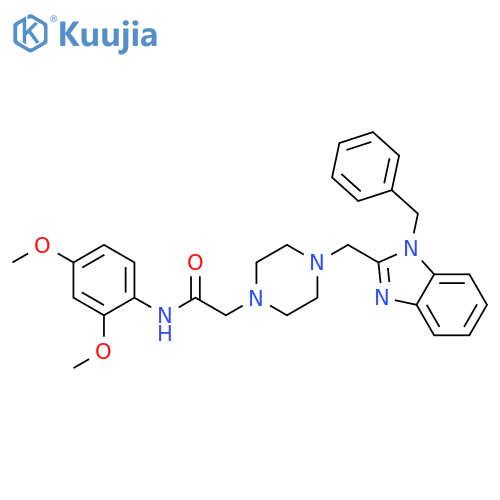 2-{4-(1-benzyl-1H-1,3-benzodiazol-2-yl)methylpiperazin-1-yl}-N-(2,4-dimethoxyphenyl)acetamide structure