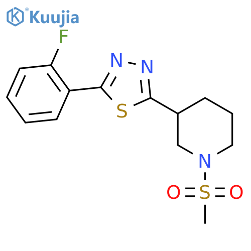 3-5-(2-fluorophenyl)-1,3,4-thiadiazol-2-yl-1-methanesulfonylpiperidine structure
