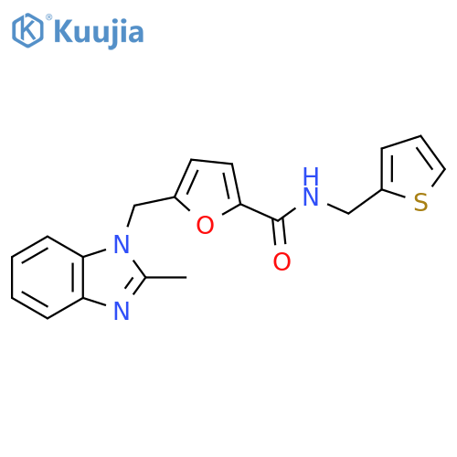 5-(2-methyl-1H-1,3-benzodiazol-1-yl)methyl-N-(thiophen-2-yl)methylfuran-2-carboxamide structure