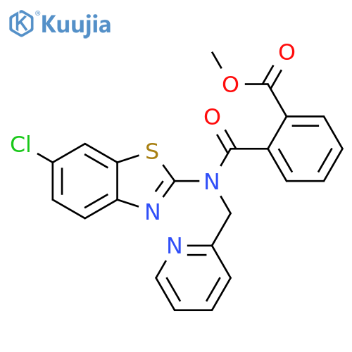 methyl 2-[(6-chloro-1,3-benzothiazol-2-yl)[(pyridin-2-yl)methyl]carbamoyl]benzoate structure