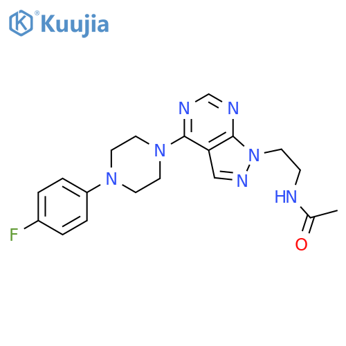 N-(2-{4-[4-(4-fluorophenyl)piperazin-1-yl]-1H-pyrazolo[3,4-d]pyrimidin-1-yl}ethyl)acetamide structure