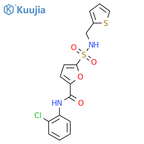 N-(2-chlorophenyl)-5-{(thiophen-2-yl)methylsulfamoyl}furan-2-carboxamide structure